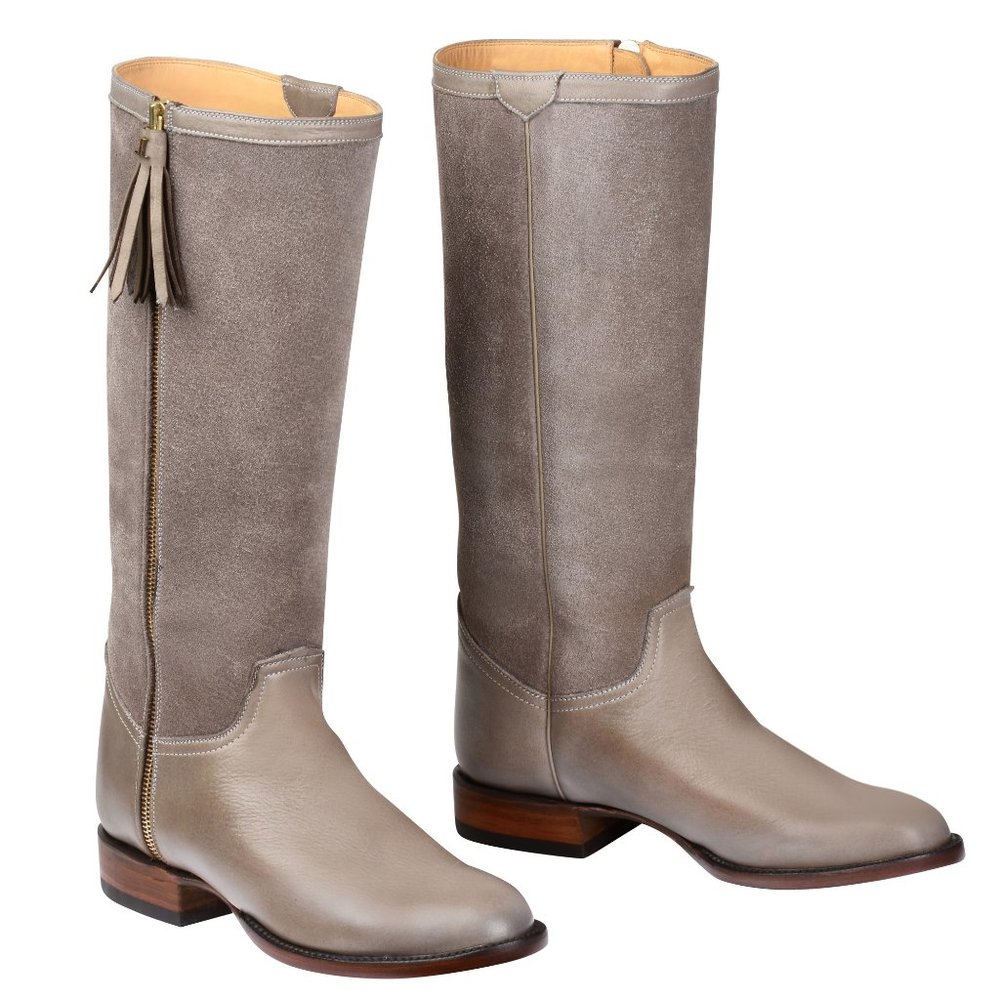 Lucchese Sharon Suede Tassel Riding Boot, Grey - Picture 4 of 7